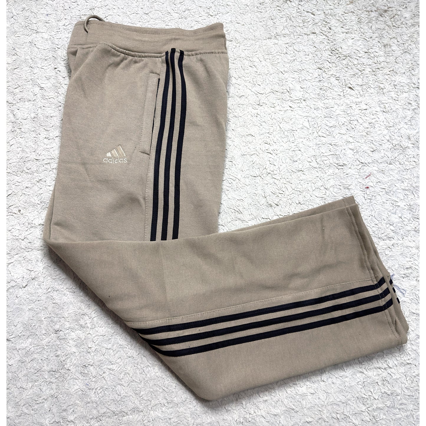 ADIDAS MEN’S PREMIUM COTTON TRACK ( 3 Threads Fles)PANTS – LIGHT BROWN WITH BLACK STRIPES | ATHLEISURE JOGGERS | COMFORT FIT SPORTSWEAR