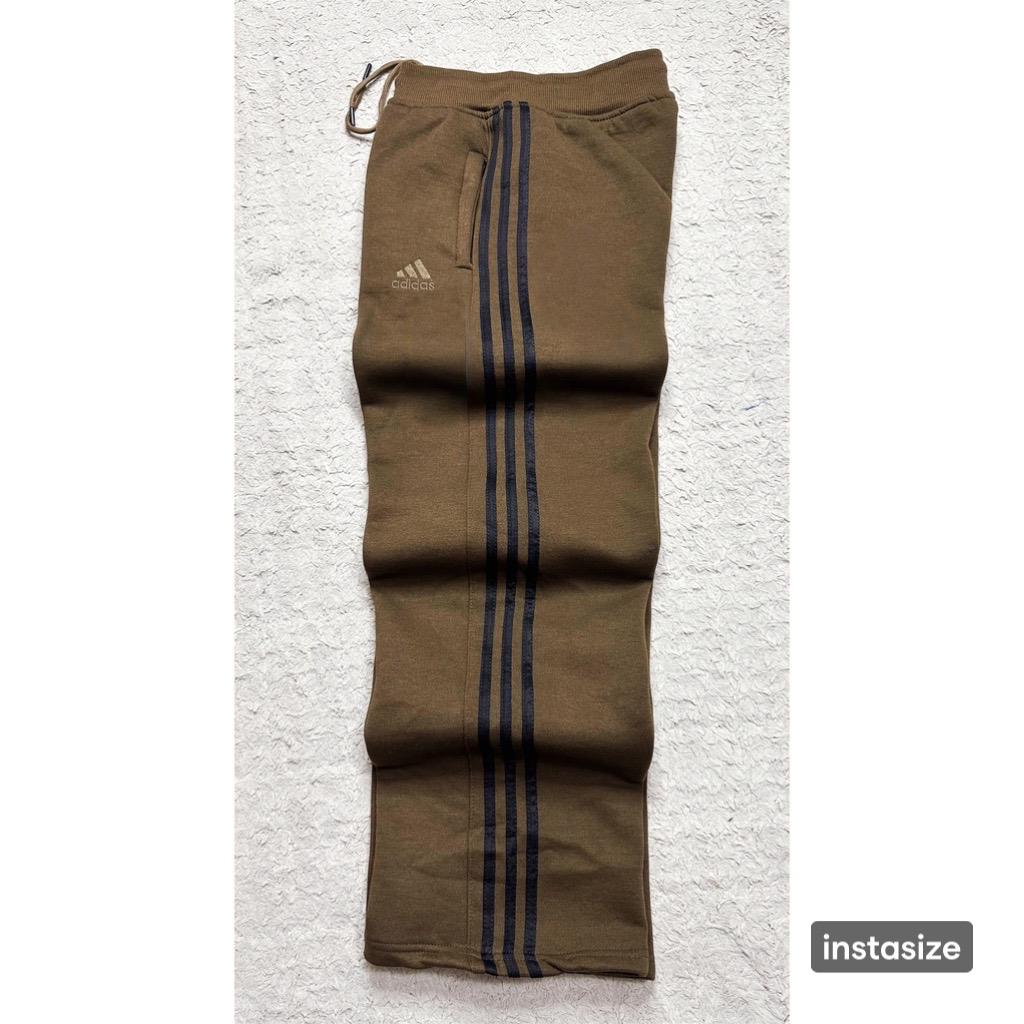 ADIDAS MEN’S PREMIUM COTTON(THREE THREADS FLES)TRACK PANTS – BROWN WITH BLACK STRIPES | ATHLEISURE JOGGERS | COMFORT FIT SPORTSWEAR