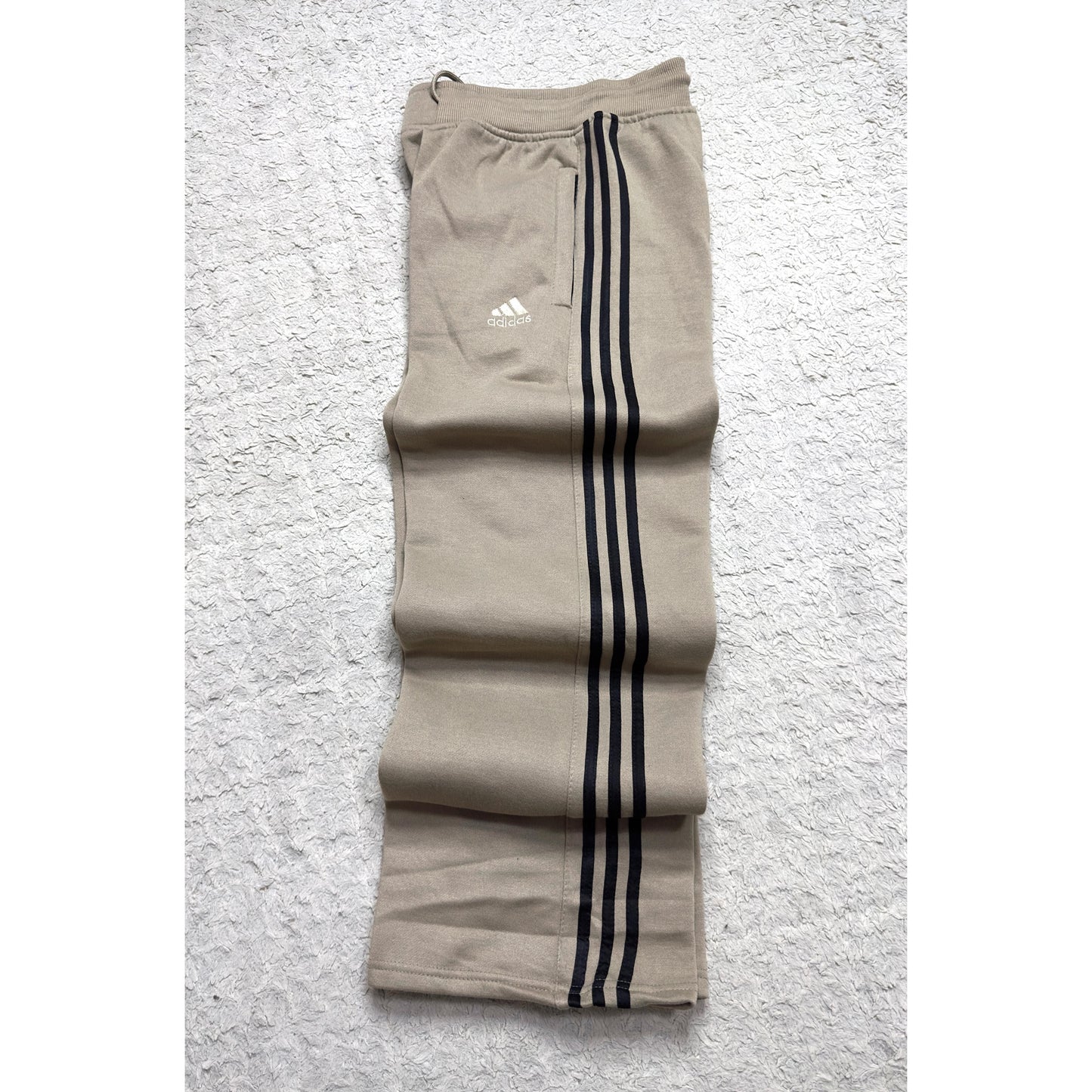 ADIDAS MEN’S PREMIUM COTTON TRACK ( 3 Threads Fles)PANTS – LIGHT BROWN WITH BLACK STRIPES | ATHLEISURE JOGGERS | COMFORT FIT SPORTSWEAR