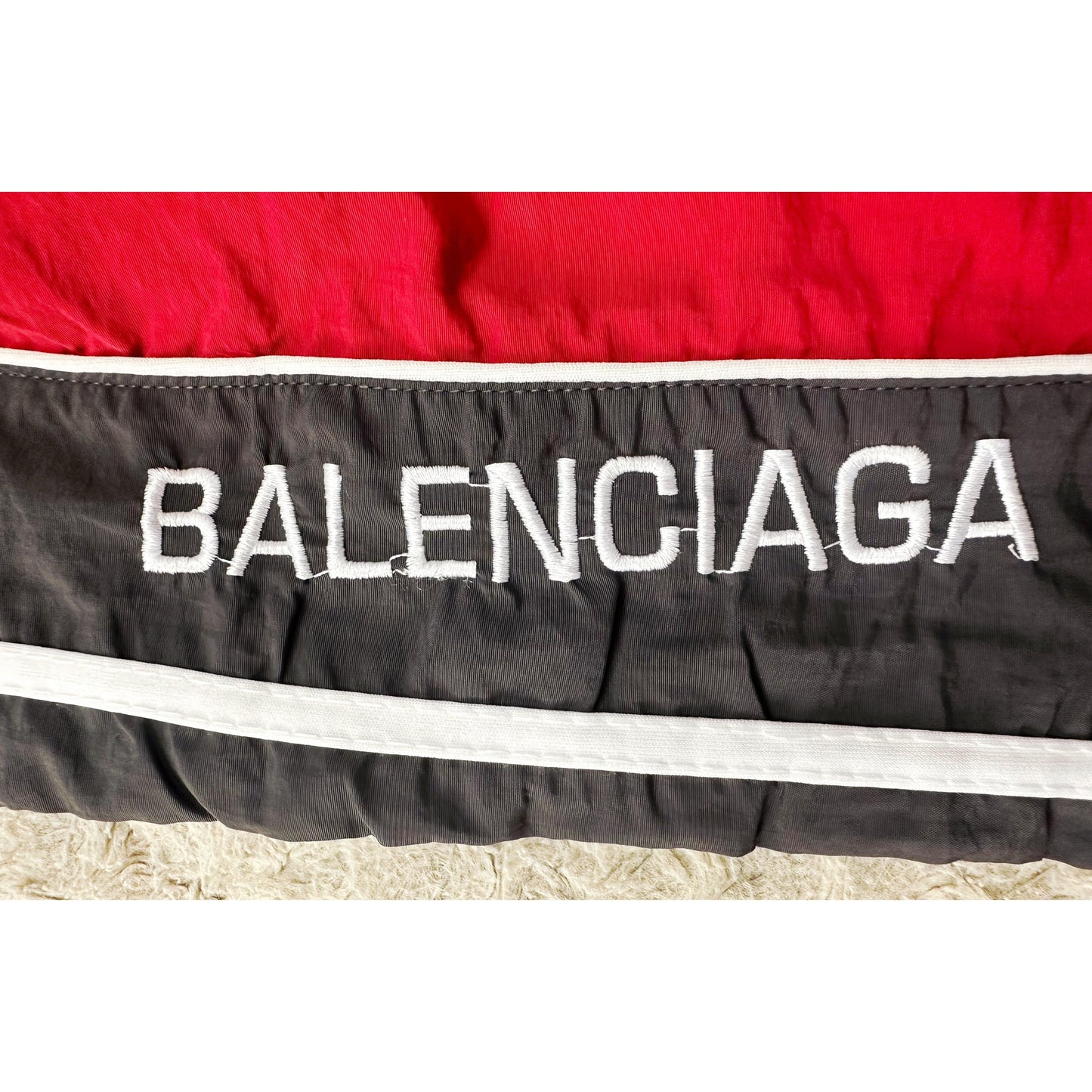 BALENCIAGA MEN'S TRACK PANTS | RED & BLACK SIDE STRIPE JOGGERS | LOGO PRINT| CASUAL SPORTSWEAR