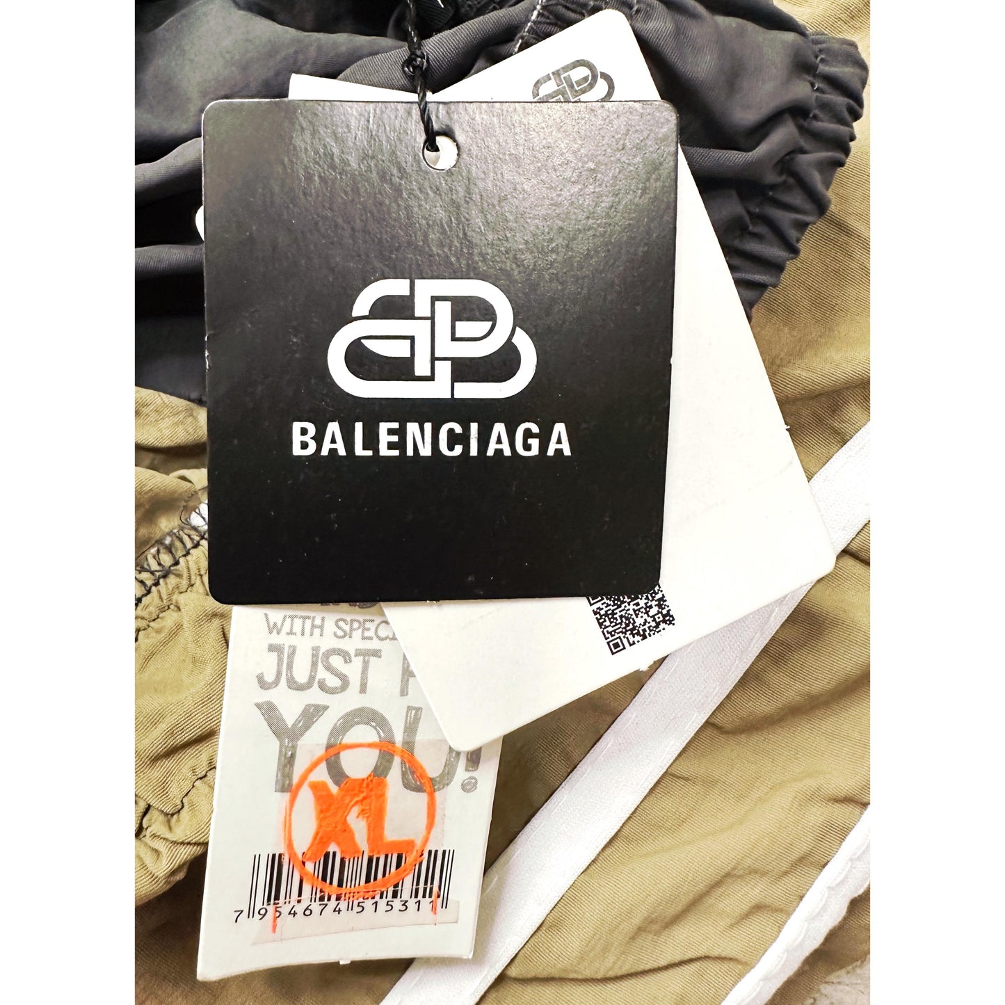 BALENCIAGA MEN'S TRACK PANTS | BLACK & BEIGE SIDE STRIPE JOGGERS | LOGO PRINT | CASUAL SPORTSWEAR