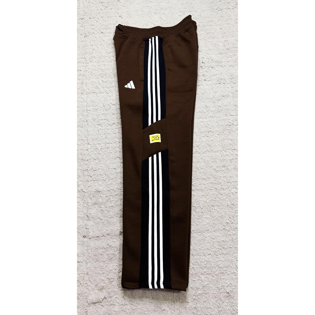 Adidas Heavy GSM Track Pants – Elite Quality |  Brown | Iconic 3-Stripes