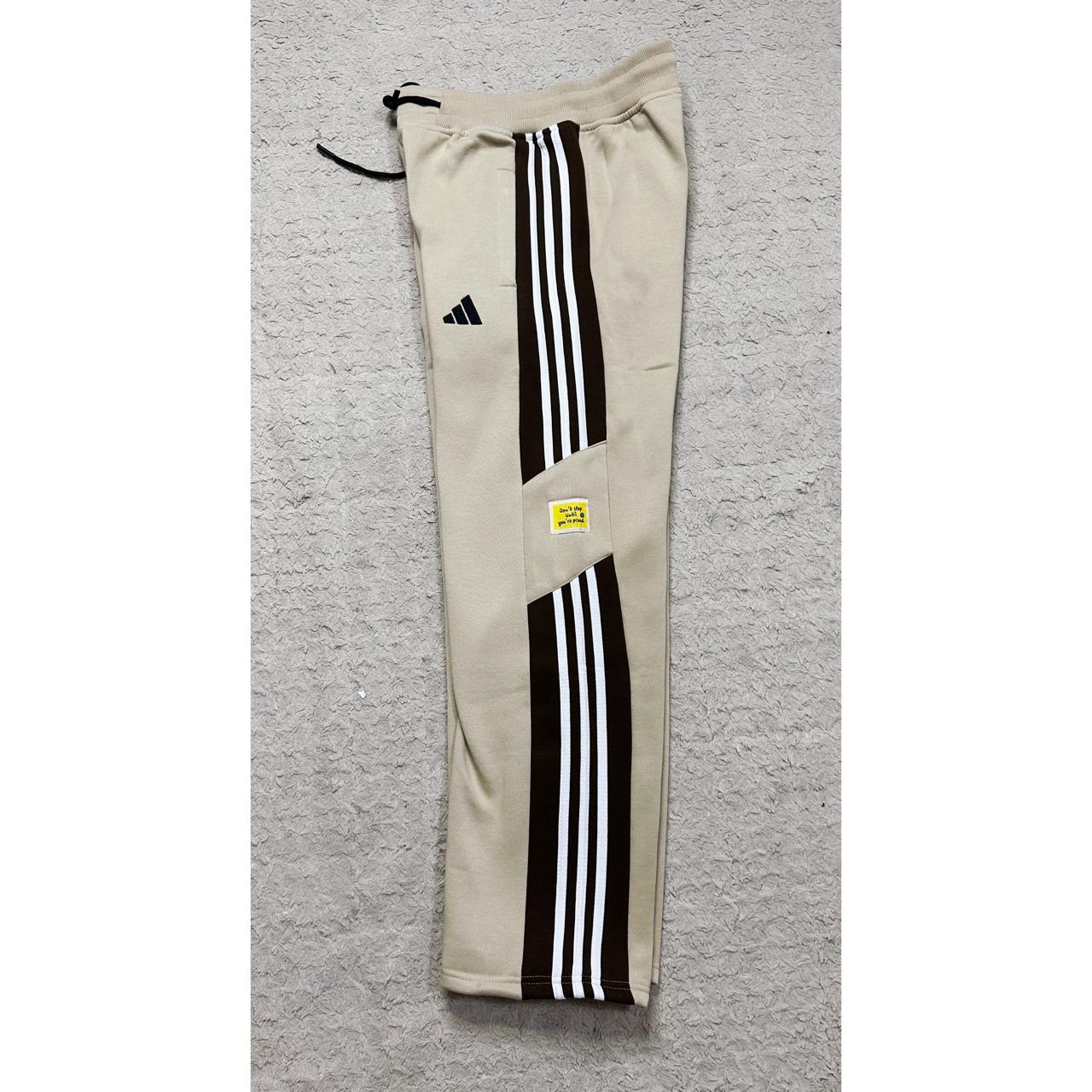 Adidas Heavy GSM Track Pants – Elite Quality | Beige | Iconic 3-Stripes