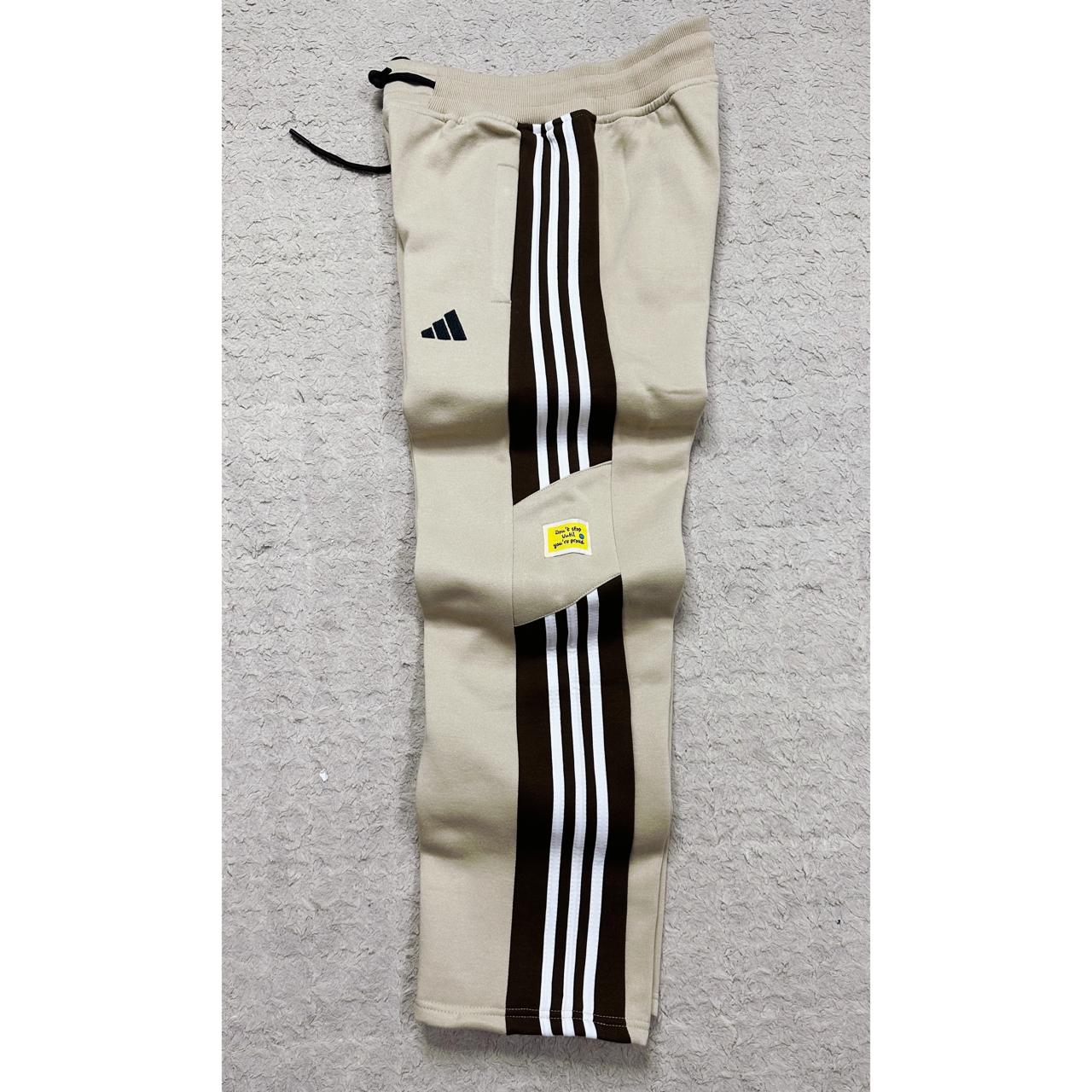 Adidas Heavy GSM Track Pants – Elite Quality | Beige | Iconic 3-Stripes