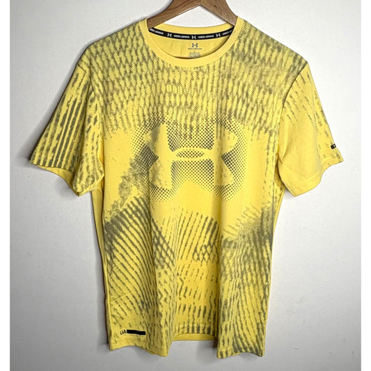 UNDER ARMOUR MEN'S ELITE PERFORMANCE TECH T-SHIRT | YELLOW GRAPHIC PRINT | SHORT SLEEVE, MOISTURE-WICKING, QUICK-DRY | TRAINING & RUNNING