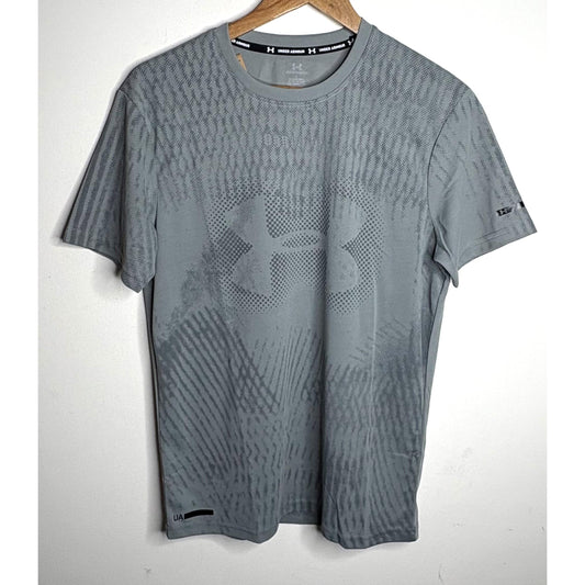 UNDER ARMOUR MEN'S ELITE PERFORMANCE TECH T-SHIRT | GRAY GRAPHIC PRINT | SHORT SLEEVE, MOISTURE-WICKING, QUICK-DRY | TRAINING & RUNNING
