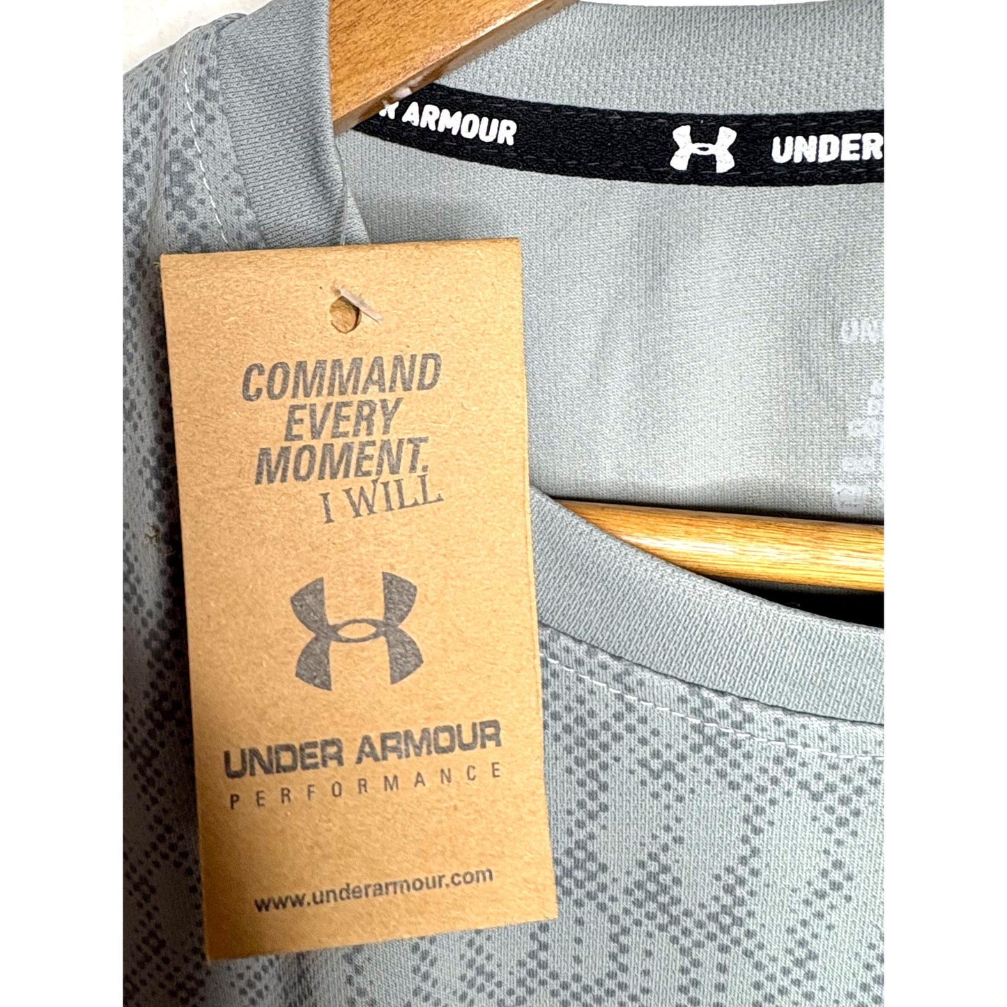 UNDER ARMOUR MEN'S ELITE PERFORMANCE TECH T-SHIRT | GRAY GRAPHIC PRINT | SHORT SLEEVE, MOISTURE-WICKING, QUICK-DRY | TRAINING & RUNNING