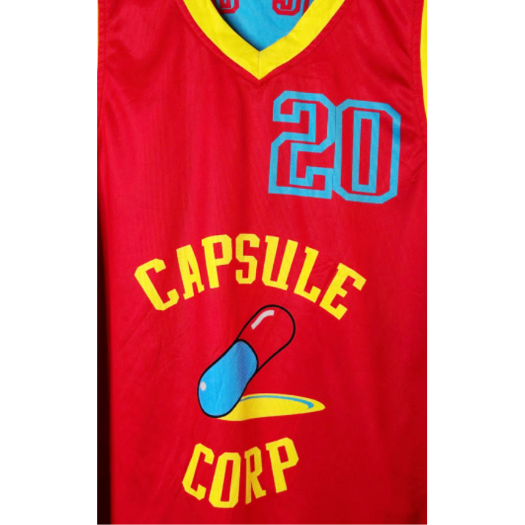 CAPSULE CORP RED SIZE L BASKETBALL JERSEY