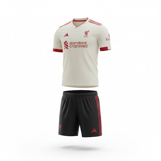 ADIDAS LIVERPOOL FC AWAY 25/26 FOOTBALL JERSEY KIT  WHITE & RED
