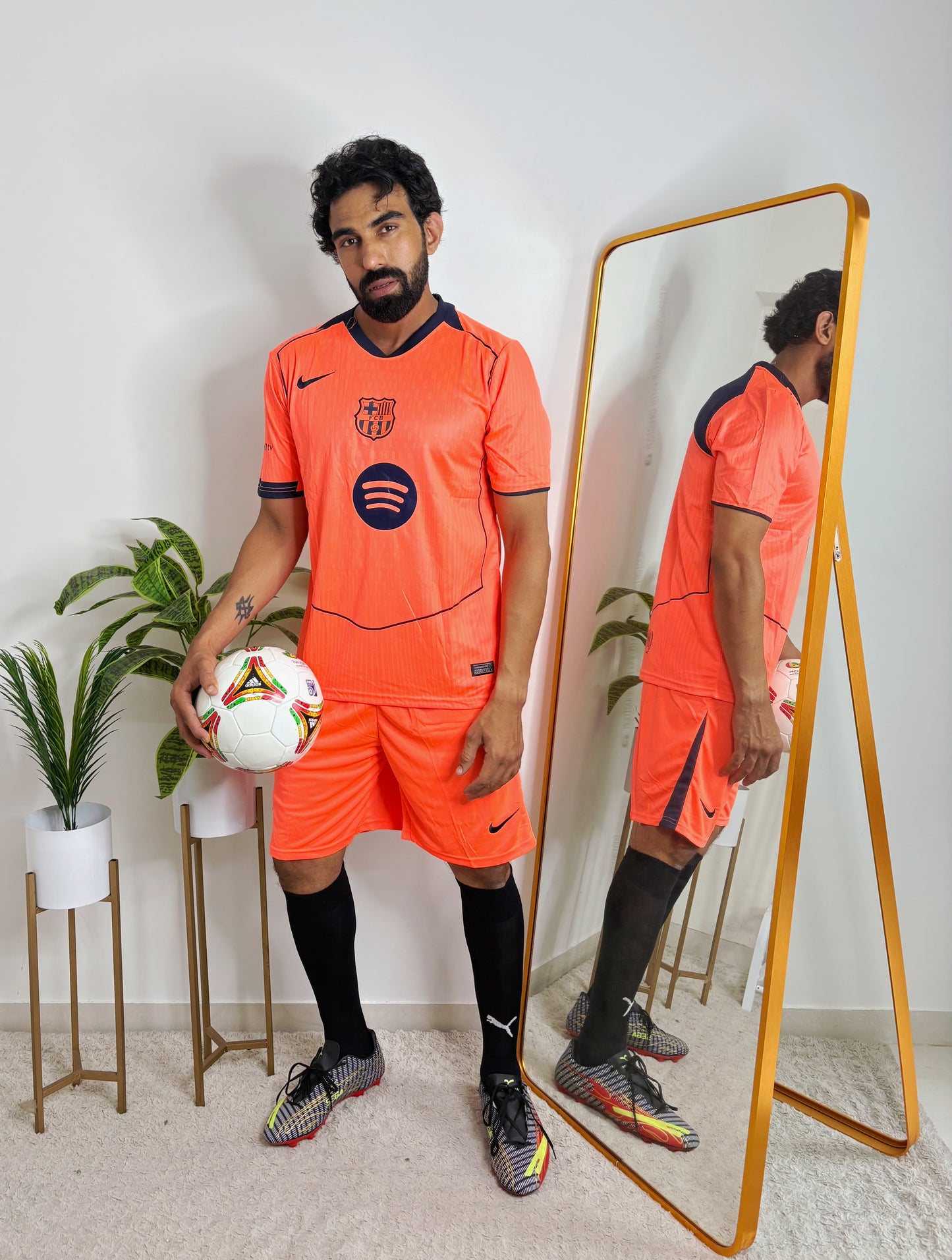 NIKE FC BARCELONA 25/26 FOOTBALL JERSEY KIT |  ORANGE & BLACK