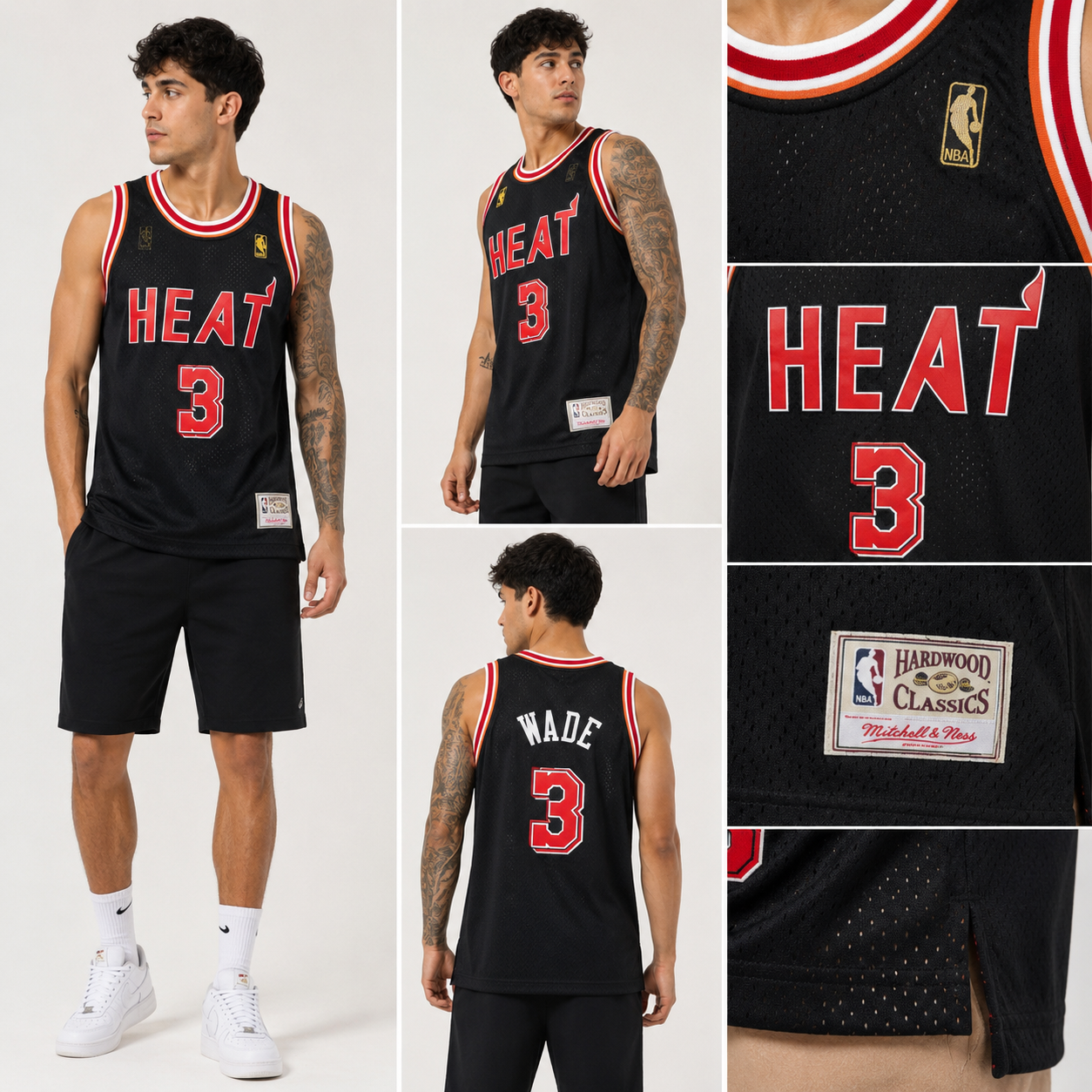Miami Heat Hardwood Classics black jersey, inspired by the team’s classic late-1980s look and reissued by Mitchell & Ness