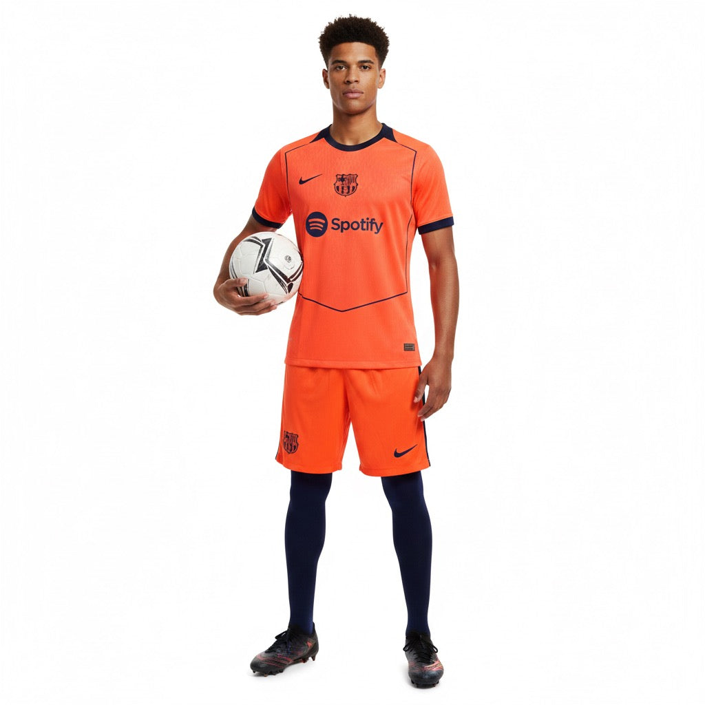 NIKE FC BARCELONA 25/26 FOOTBALL JERSEY KIT |  ORANGE & BLACK