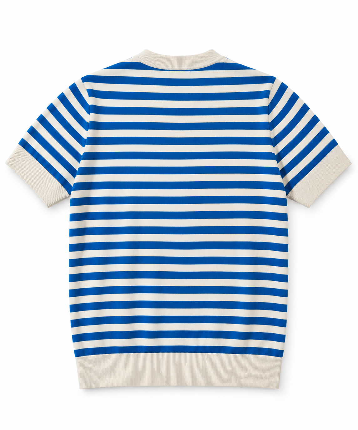 COS Men’s Premium Blue & White Striped Knit Crew Neck T-Shirt - SIZE M