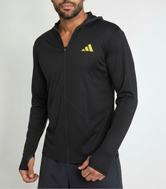 Adidas Black Active Dri-Fit Zipper + Hoodie – All-Day Comfort