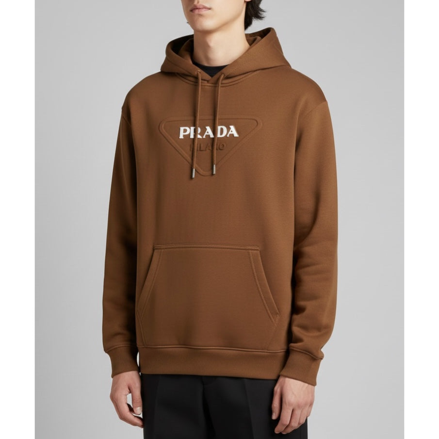 Prada Milano Camel Brown Hoodie – Timeless Designer Wear