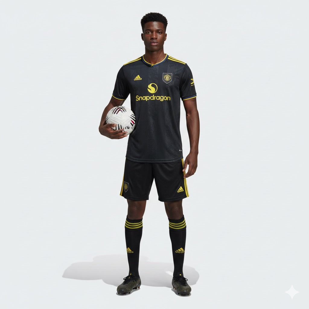 ADIDAS MANCHESTER CITY 26/26 FOOTBALL JERSEY KIT | BLACK & YELLOW