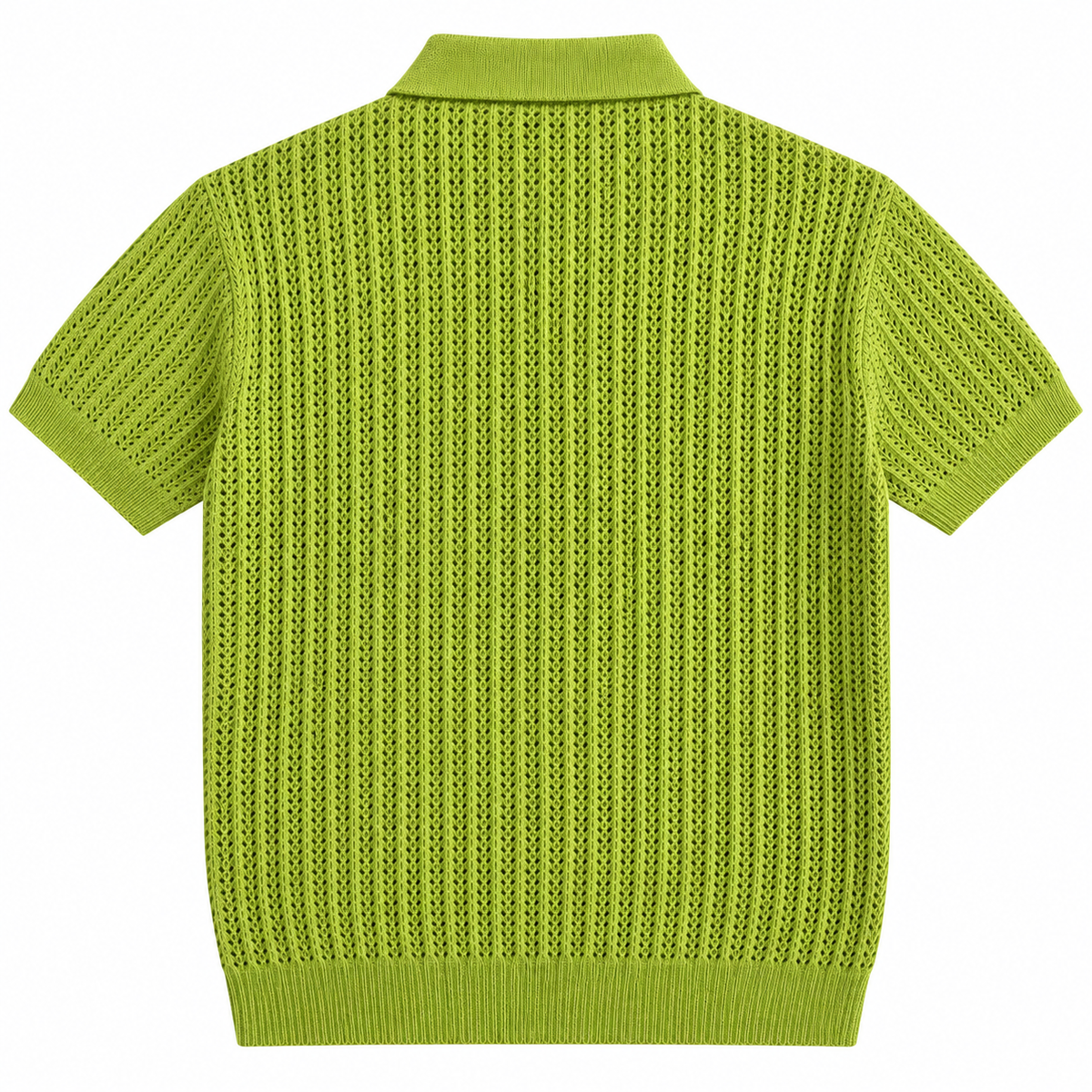 MIDDLE Men’s Lime Green Open-Knit Polo T-Shirt Size XL