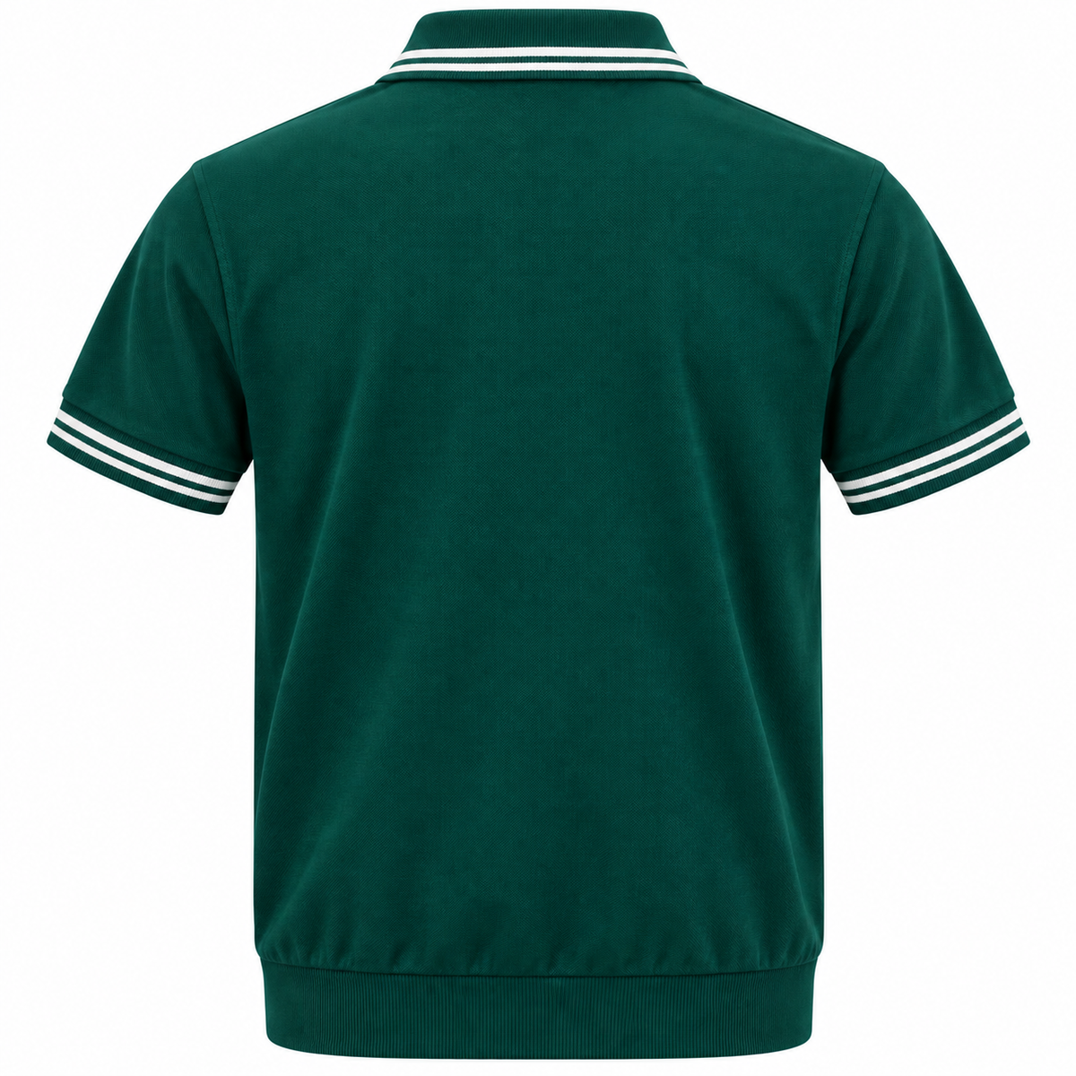 Heal Greek Men’s Premium Dark Green Polo T-Shirt with White Contrast Striped Collar & Cuffs