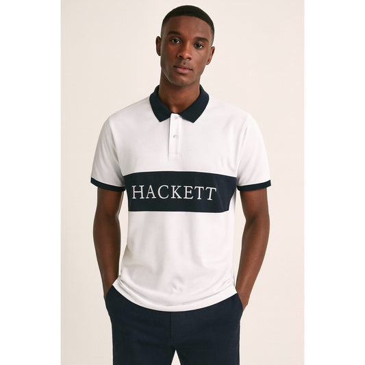 Luxury Hackett Polo Shirt – Timeless White with Black Detailing