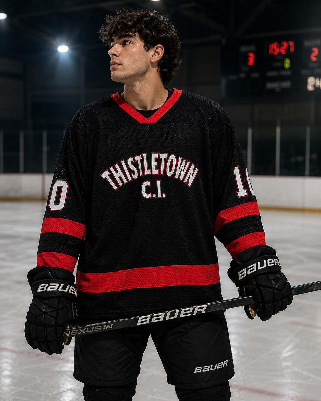 Thistletown C.I. Vintage Ice Hockey Jersey – Black & Red | Size XL