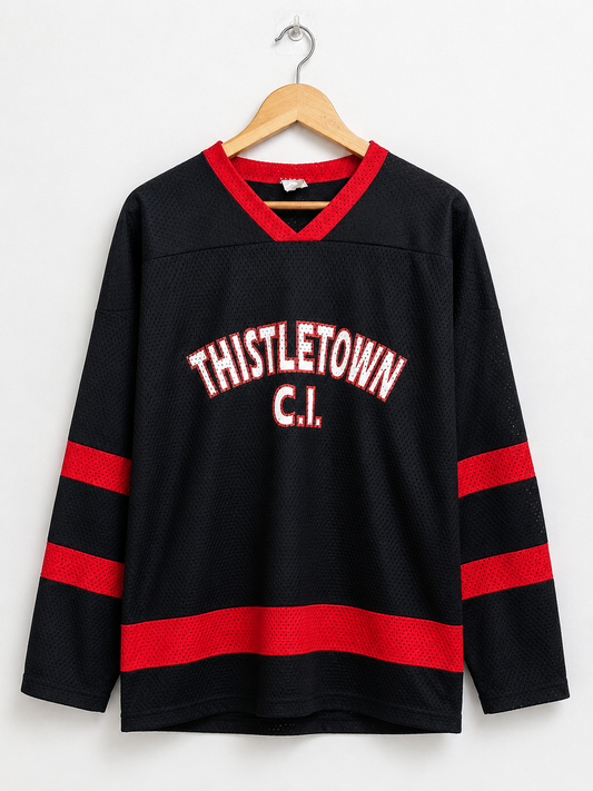 Thistletown C.I. Vintage Ice Hockey Jersey – Black & Red | Size XL