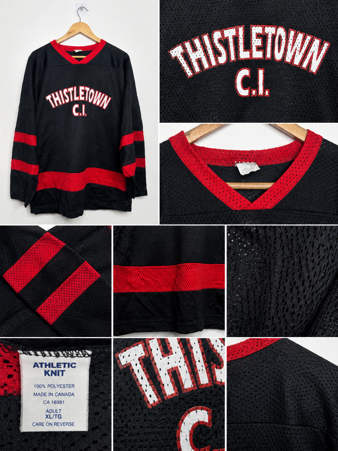 Thistletown C.I. Vintage Ice Hockey Jersey – Black & Red | Size XL