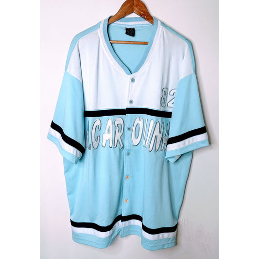Y2K Urban Style "Carolina" Graphic Button-Up Jersey with #82