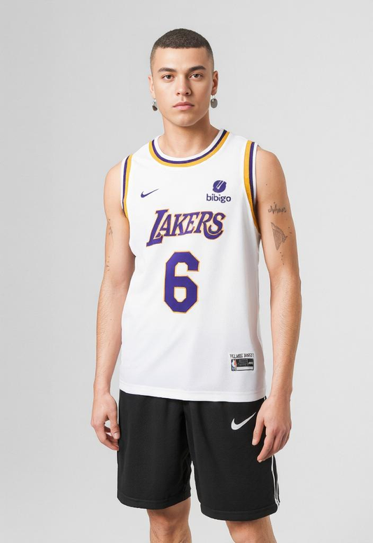 NIKE NBA WHITE LAKERS JAMES NO 6 BASKETBALL JERSEYS