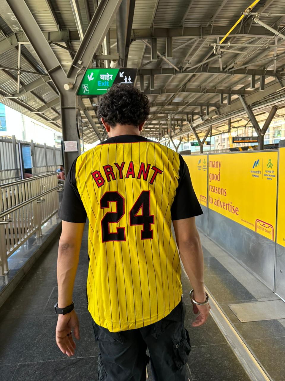 GIANTS NBA YELLOW BLACK STRIPE BASEBALL JERSEY