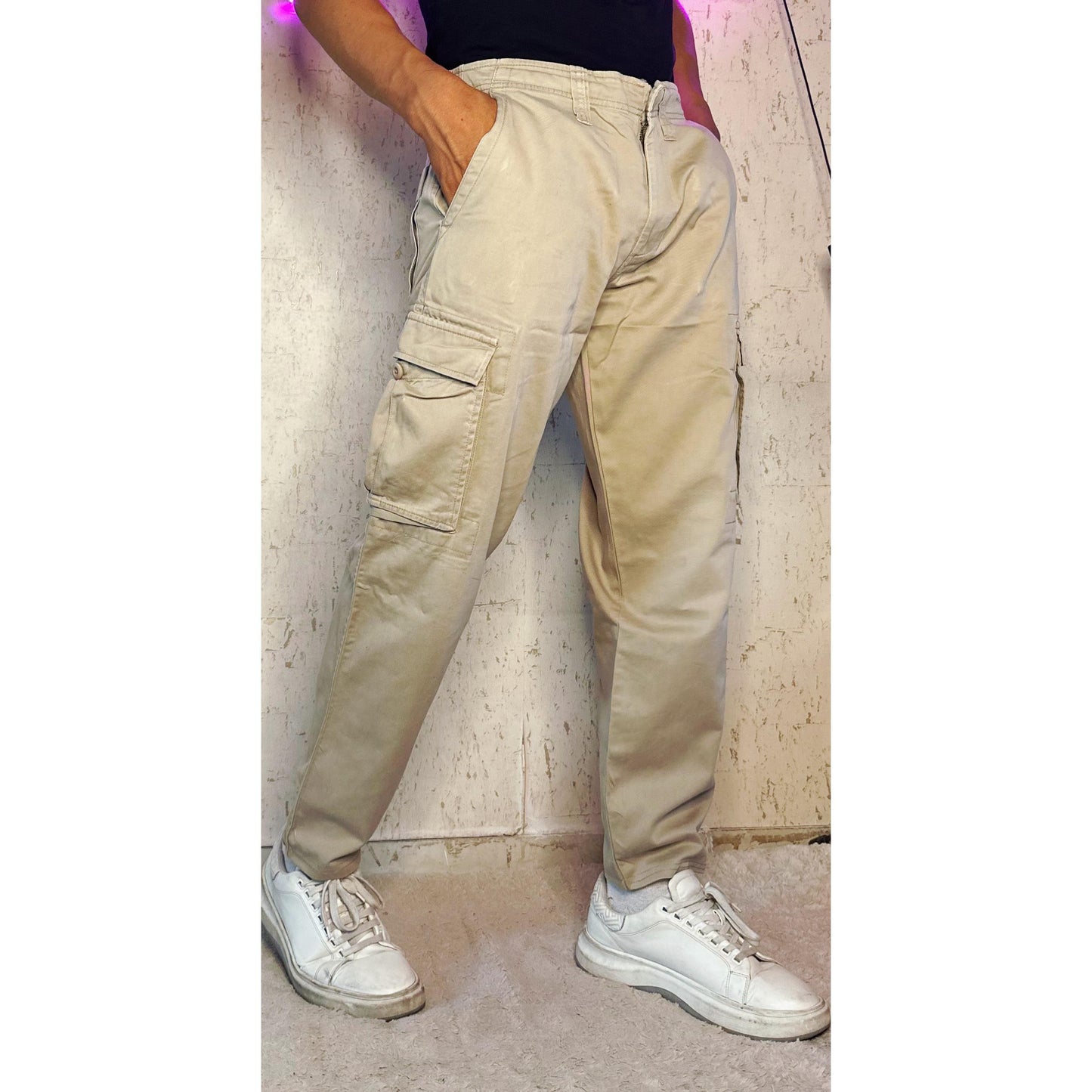 NIKE Men's Beige Relaxed Fit Cargo Pant SIZE L