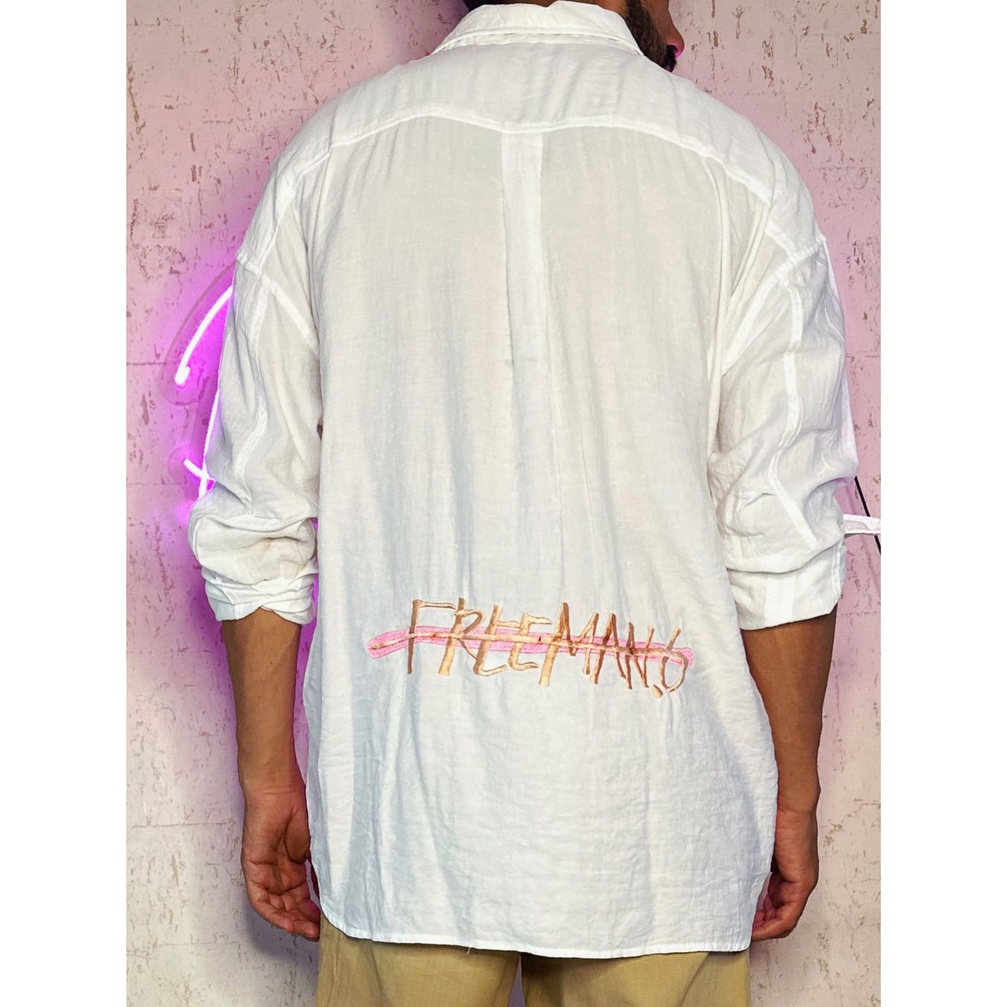 FREE MAN WHITE DESIGNER SHIRT SIZE XL