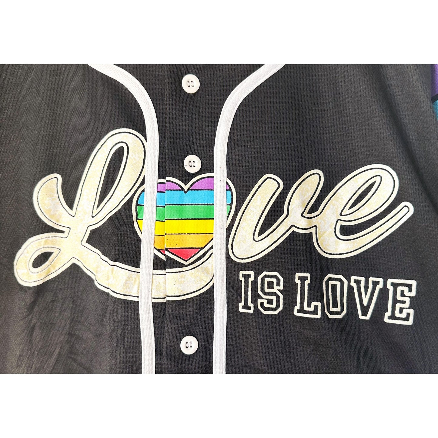 LOVE IS LOVE BLACK SIZE- M BASEBALL JERSEYS