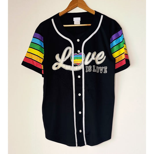 LOVE IS LOVE BLACK SIZE- M BASEBALL JERSEYS