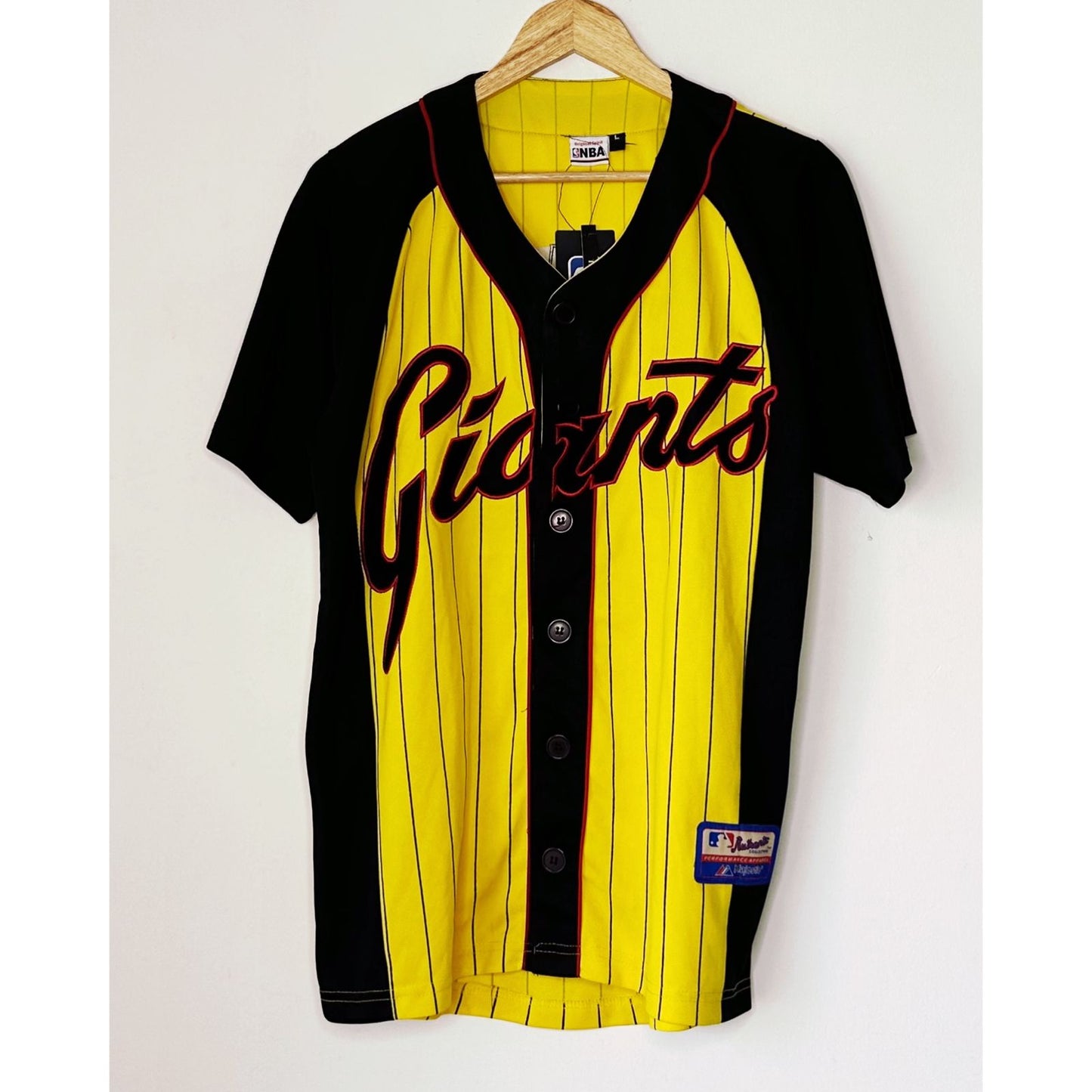 GIANTS NBA YELLOW BLACK STRIPE BASEBALL JERSEY