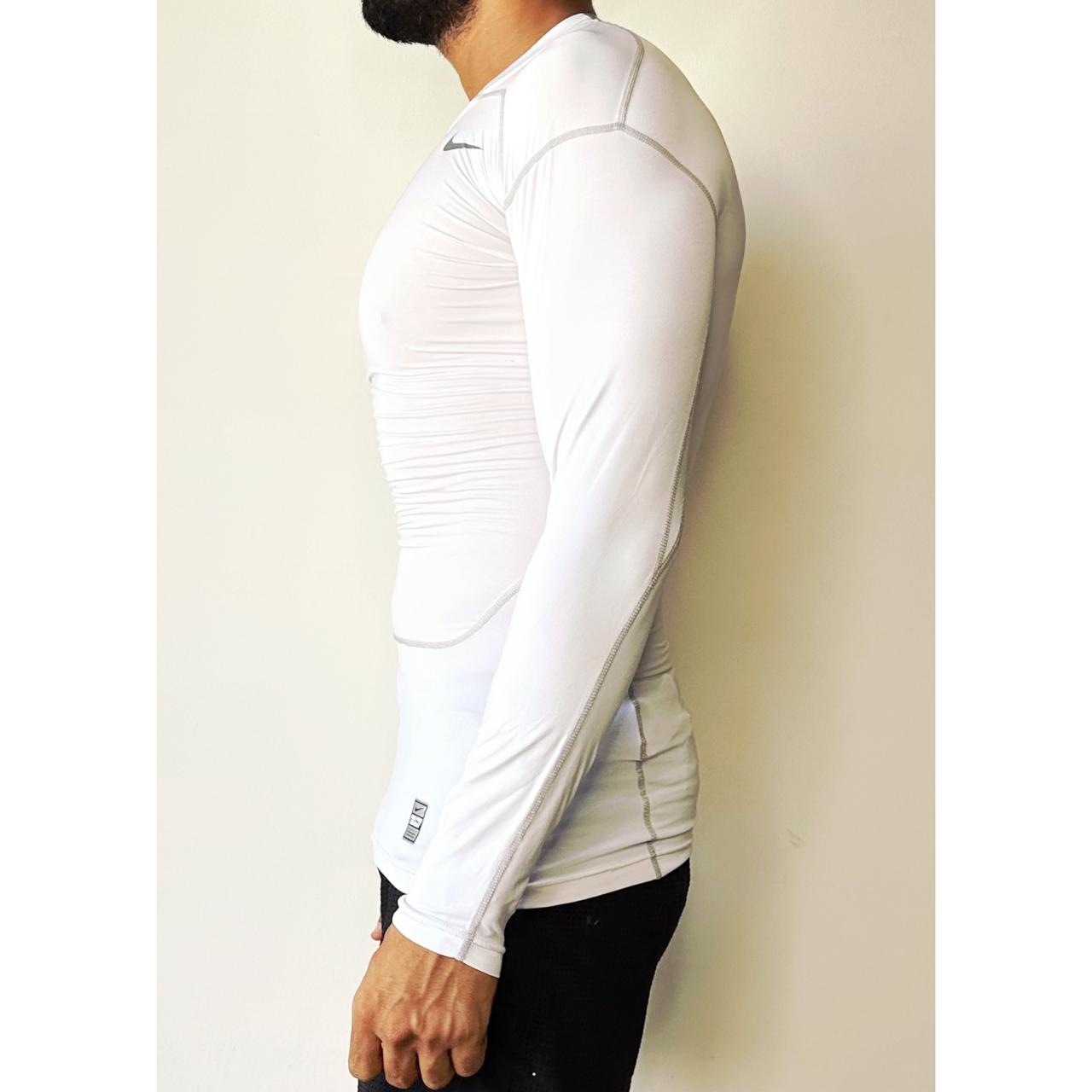 NIKE WHITE FULL SLEEVE TEE SIZE-M Premium Dri-fits