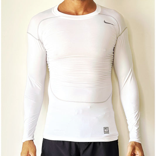 NIKE WHITE FULL SLEEVE TEE SIZE-M Premium Dri-fits