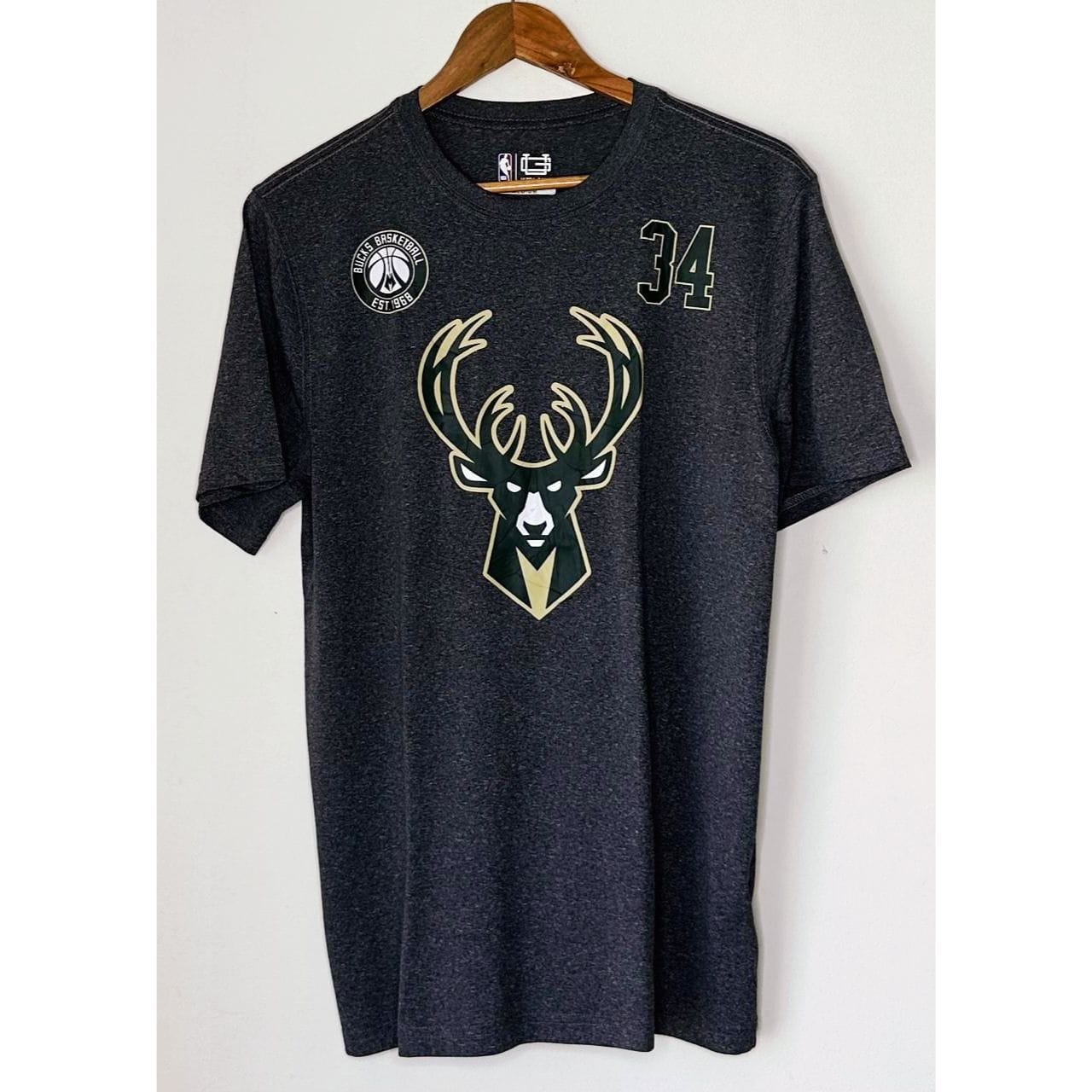 BUCKS BASKETBALL EST-1968 NUMBER-34 SIZE- L Premium Dri-fits