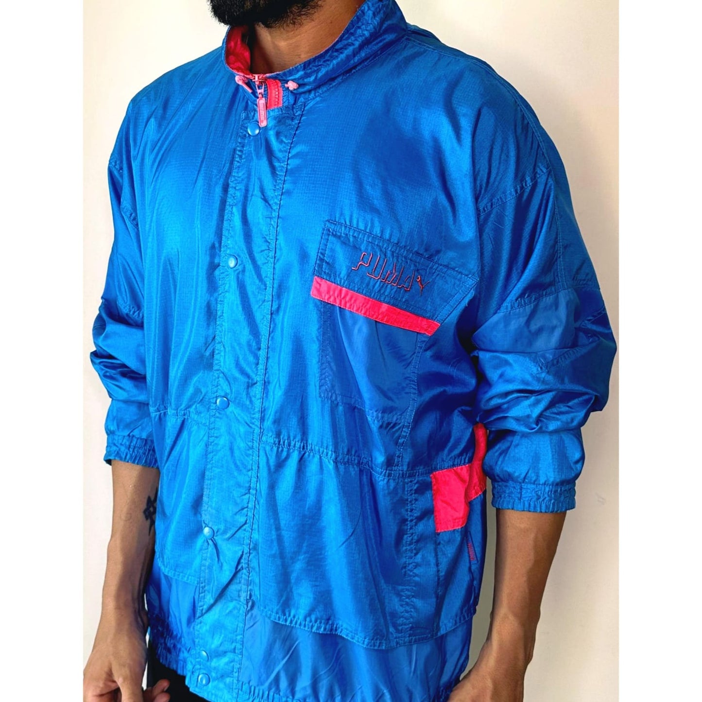 PUMA DARK BLUE & PINK SIZE-XL WINDBREAKER JACKETS