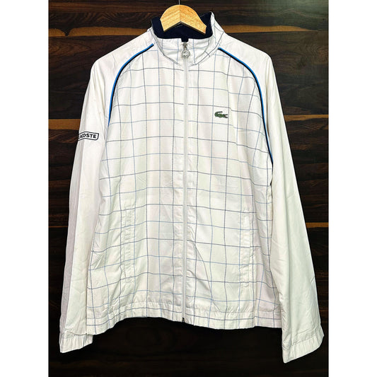 LACOSTE CHECKED WHITE SIZE-L WINDBREAKER JACKETS