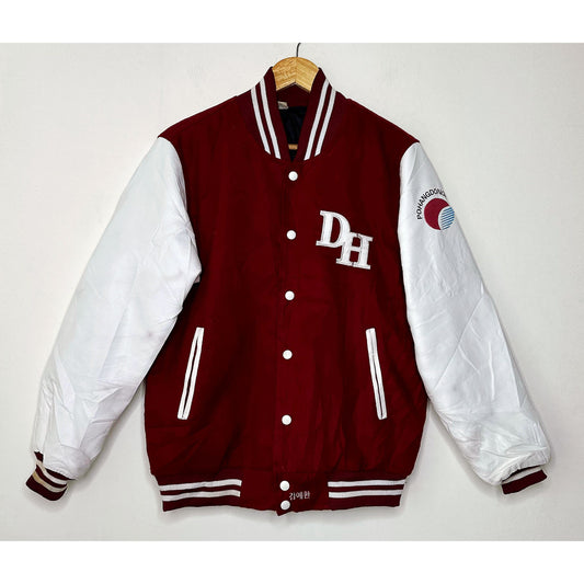 POHANGDONGHEA MAROON AND WHITE SIZE- M VARSITEY  JACKET