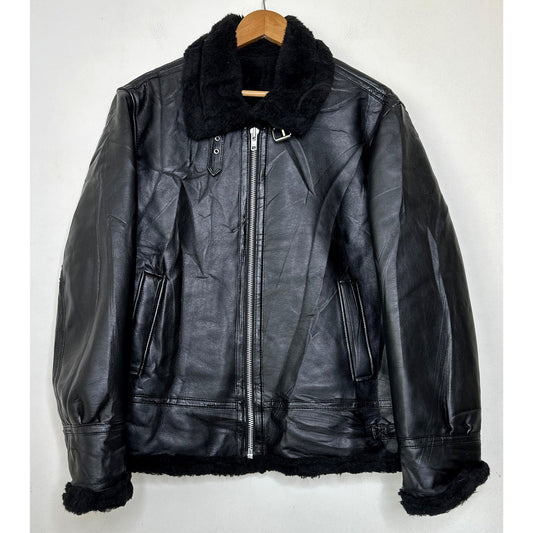 LEATHER BLACK SIZE - L LUXURY / PREMIUM JACKETS.