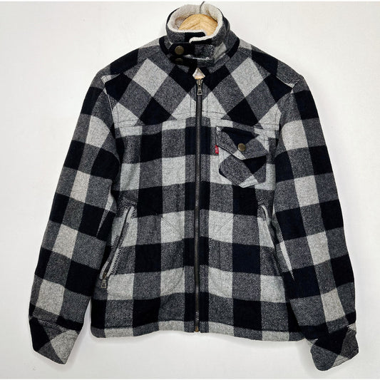 LEVI'S BLACK WHITE CHECKED PREMIUM JACKETS SIZE - M