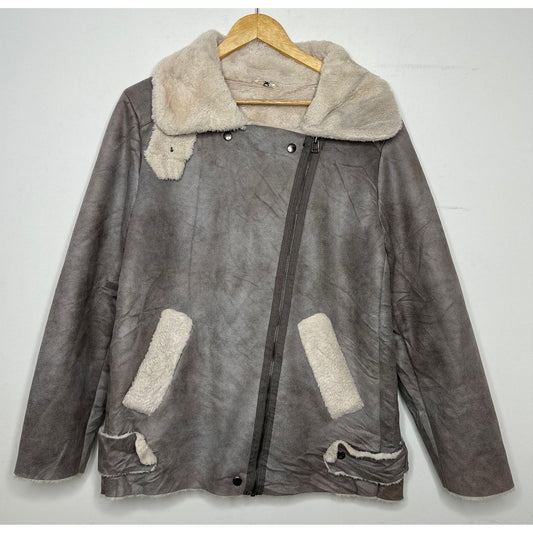 GREY AND WHITE FUR PREMIUM JACKET SIZE M