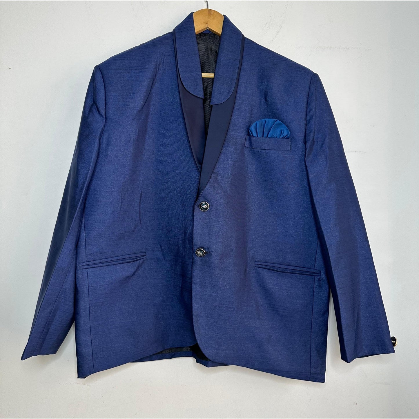 MEN BLUE SOLID SLIM-FIT TUXEDO PARTY SUIT SIZE XL