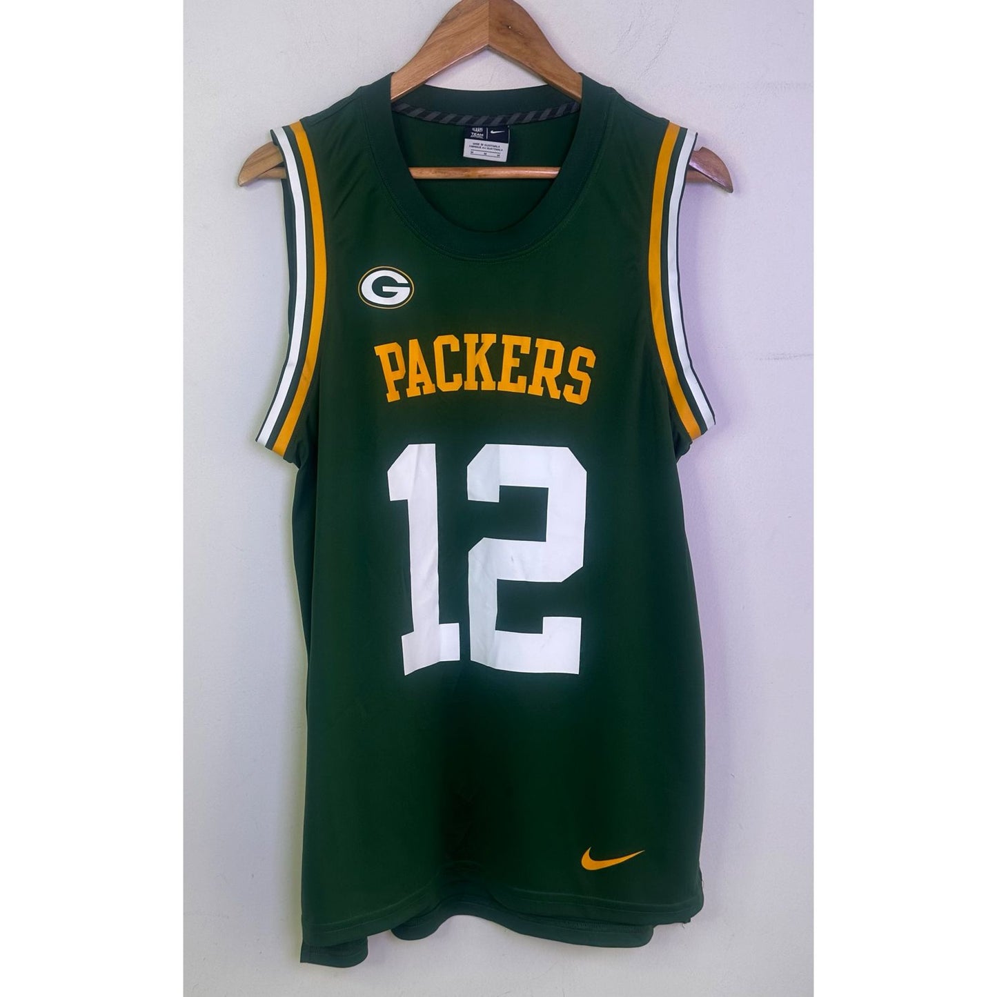 NIKE GREEN PACKERS NO 12 SIZE-L BASKETBALL JERSEYS