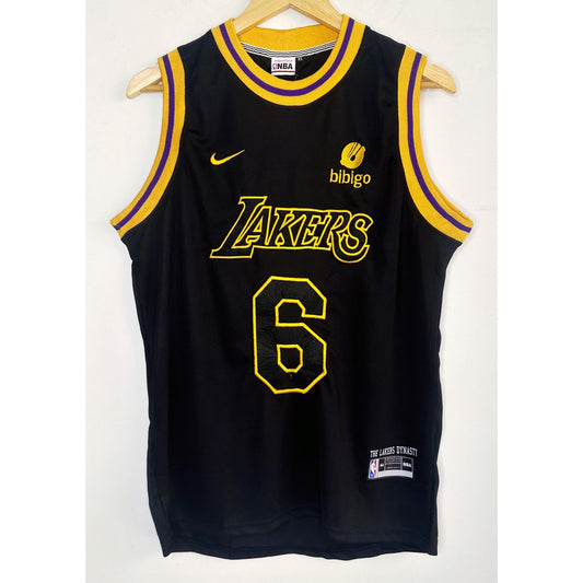 NIKE NBA BLACK  LAKERS JAMES NO 6 BASKETBALL JERSEYS