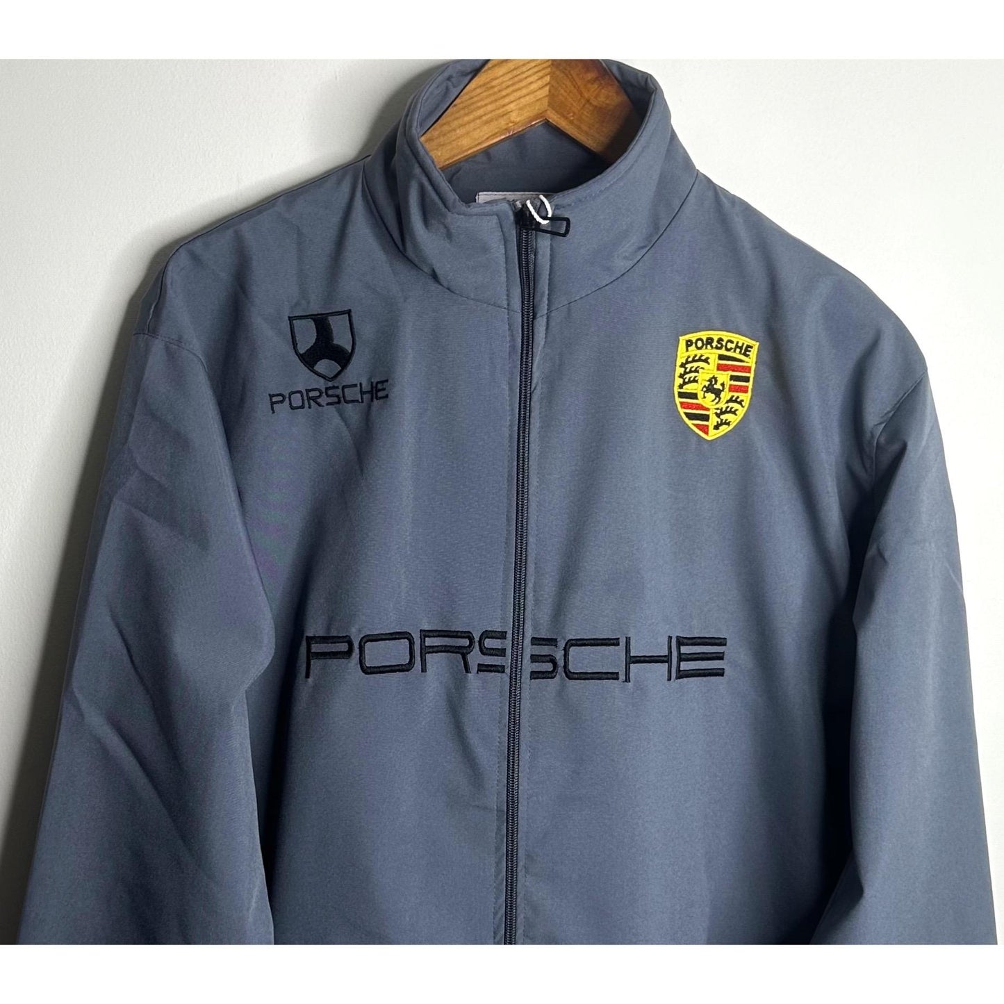 PORSCHE GREY SPORTS JACKET FOR MEN – PREMIUM RACING STYLE FULL ZIPPER JACKET(Waterproof)