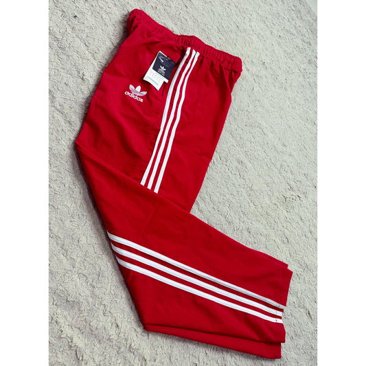 ADIDAS RED TRACK PANTS FOR MEN – CLASSIC THREE STRIPES SPORTSWEAR TRACK