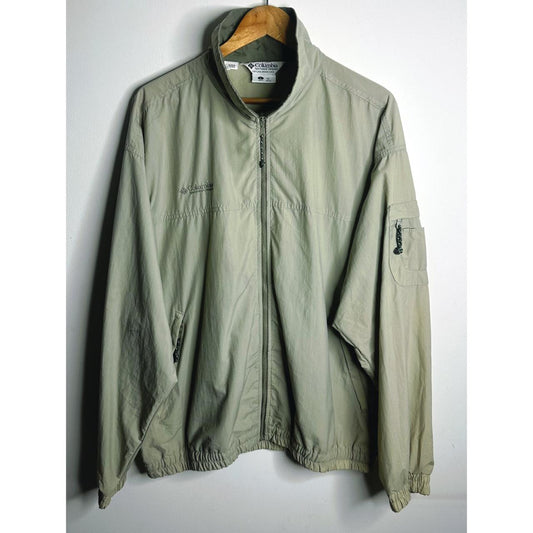 COLUMBIA SPORTSWEAR COMPANY MEN'S LIGHT GREEN FULL-ZIP JACKET WITH ARM POCKET