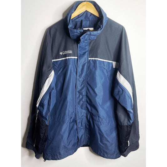 COLUMBIA SPORTSWEAR COMPANY MEN'S BLUE INTERCHANGE JACKET WITH WHITE STRIPE DETAIL SIZE 3XL